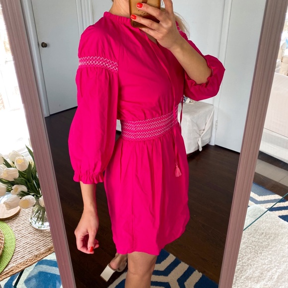 💞 ZARA PINK TASSEL PUFF LONG SLEEVE EMBROIDERED DETAIL MINI DRESS! - Picture 4 of 16